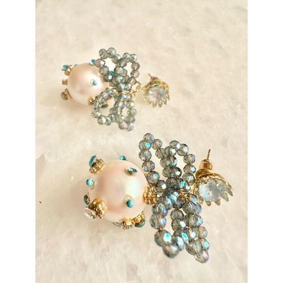 Bohemian style bead and faux pearl with rhinestone dangle earrings ￼ - Picture 3 of 3